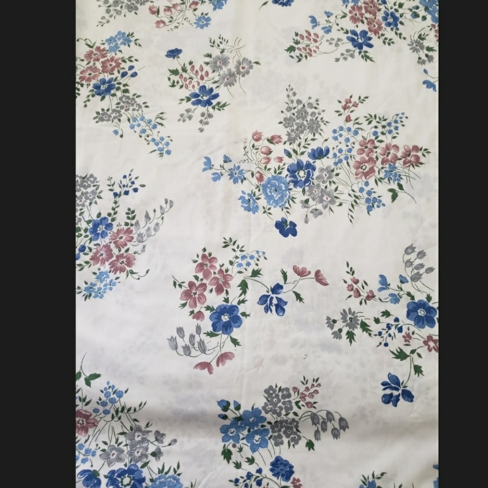 Vintage Cannon Monticello Queen Flat Sheet Cotton Blend Floral Pattern